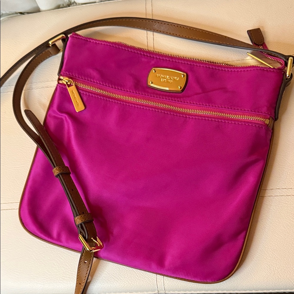 Fuchsia Michael Kors Nylon Crossbody Bag